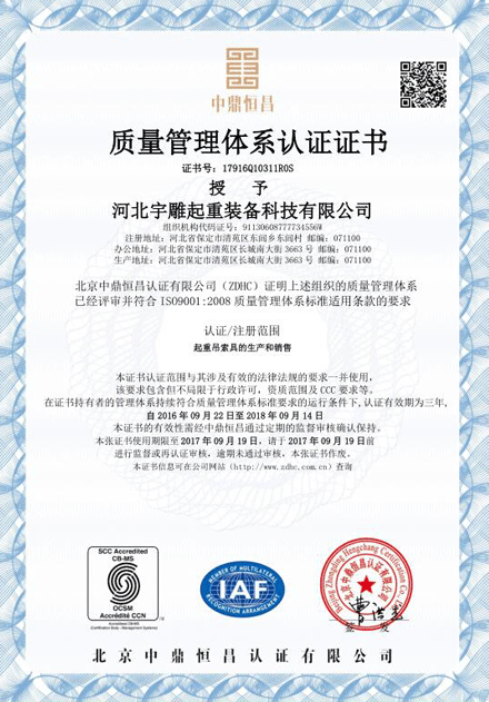 Certificate of Quality Management System